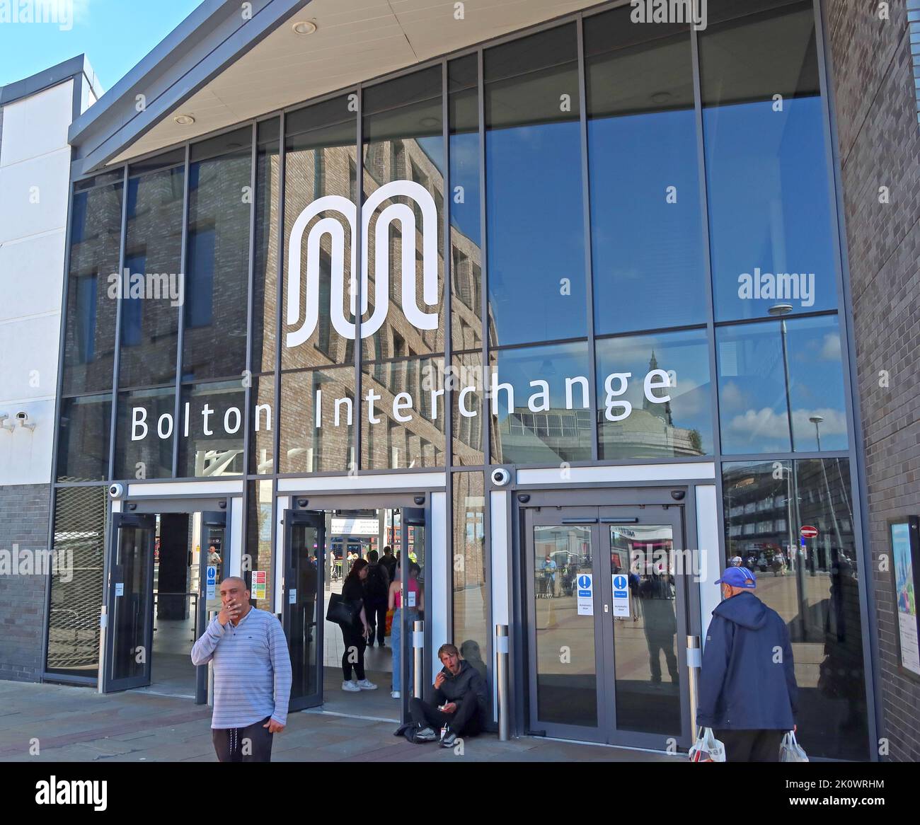Interscambio Bolton, per collegamenti ferroviari e bus del centro città, TfGM Foto Stock
