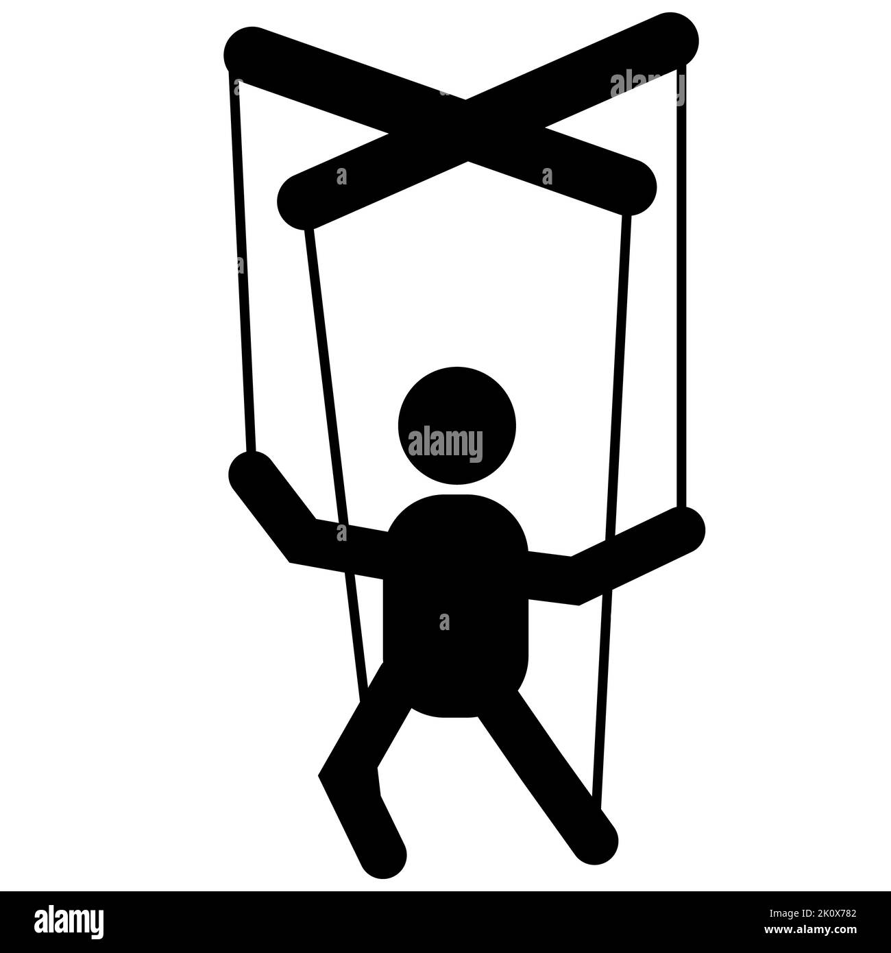 Marionette icona marionetta su sfondo bianco. Marionette segno bambola. Simbolo burattino. Stile piatto. Foto Stock