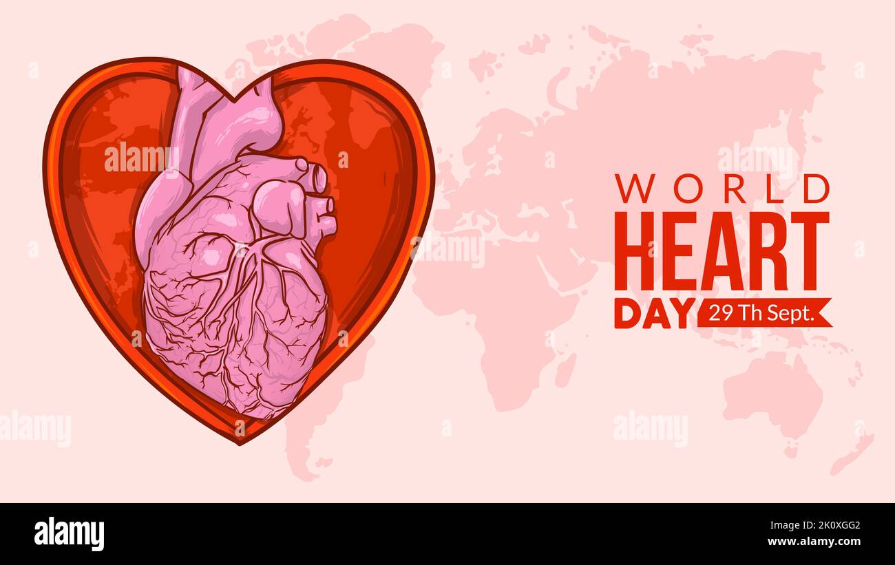 world heart day concept. cuore organo dentro amore cuore vettore illustrazione Illustrazione Vettoriale