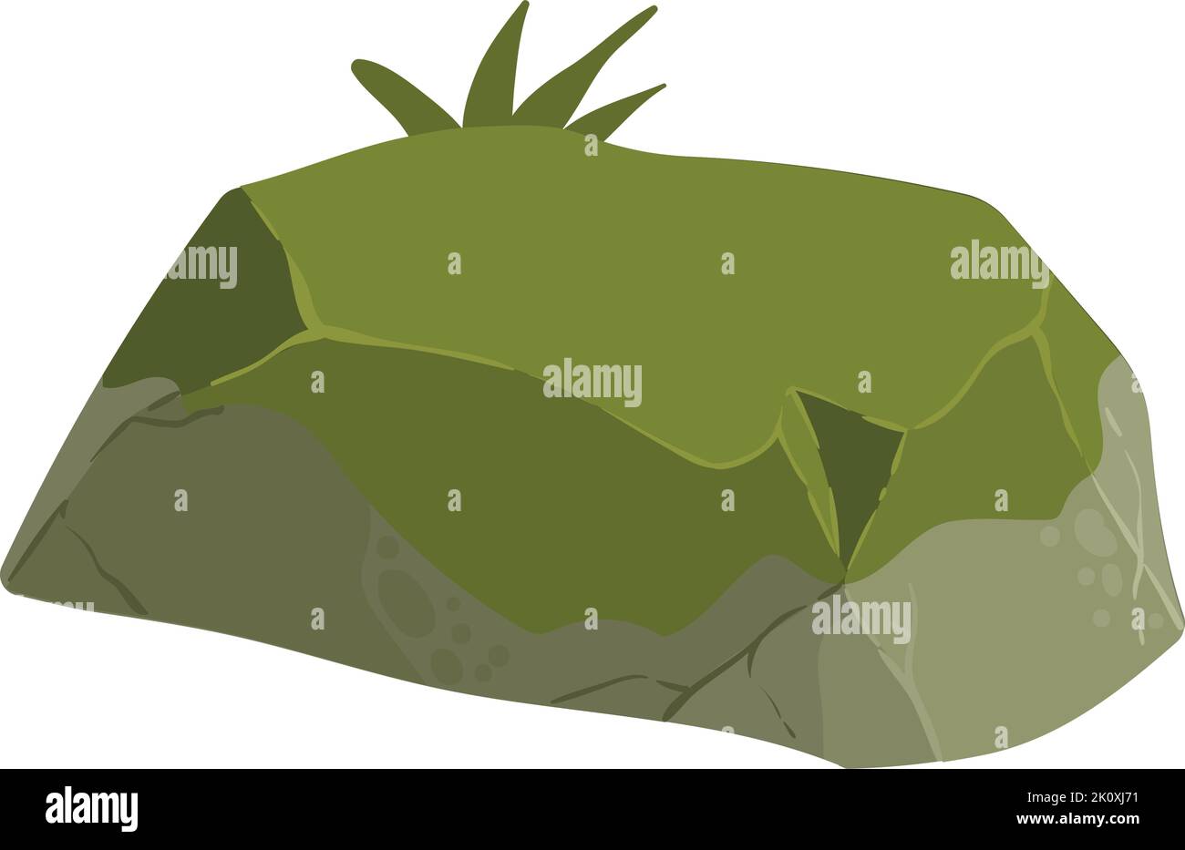 roccia verde con muschio Illustrazione Vettoriale