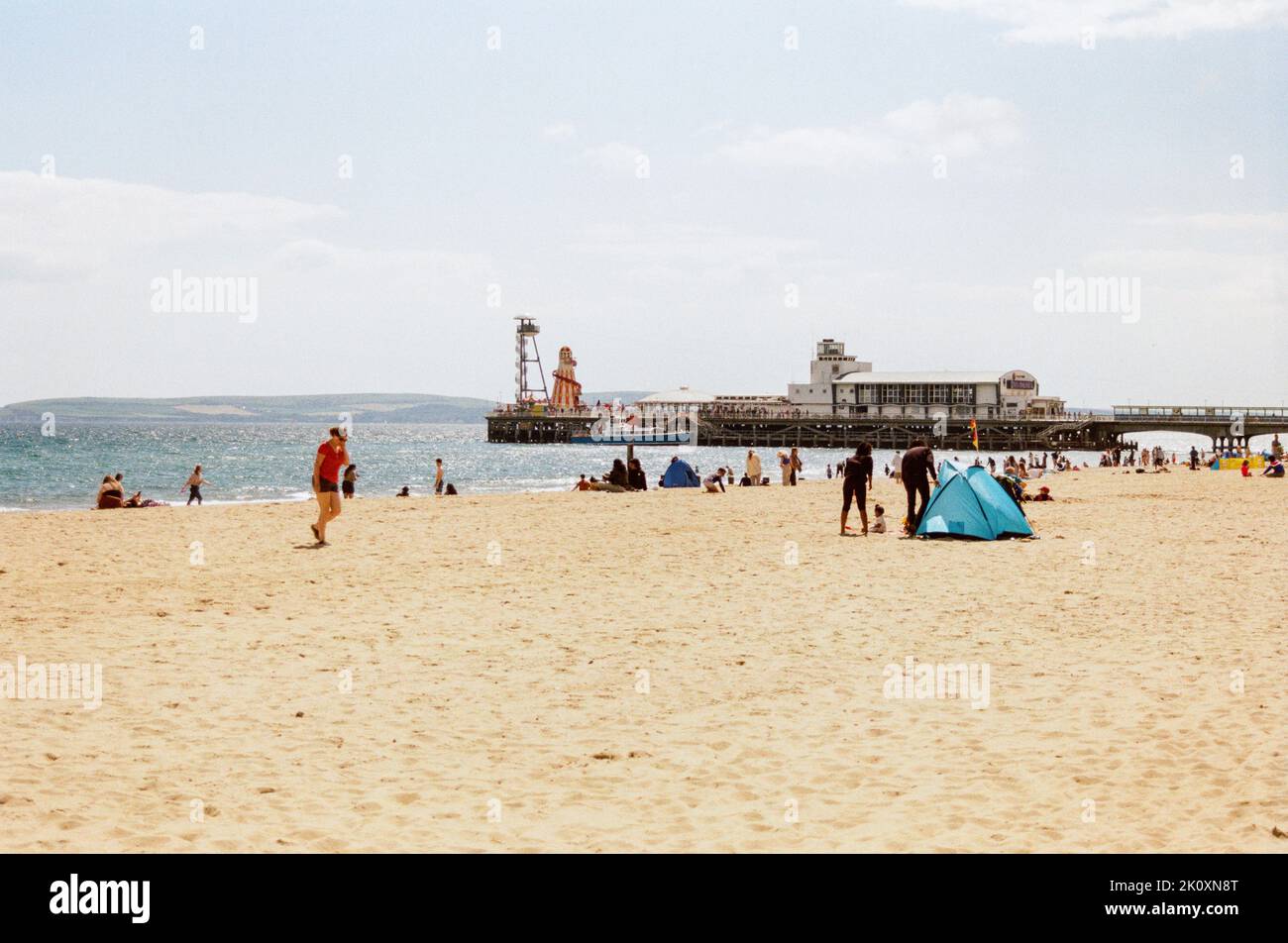 Bournemouth spiaggia e molo, Dorset, Inghilterra, Regno Unito. Foto Stock