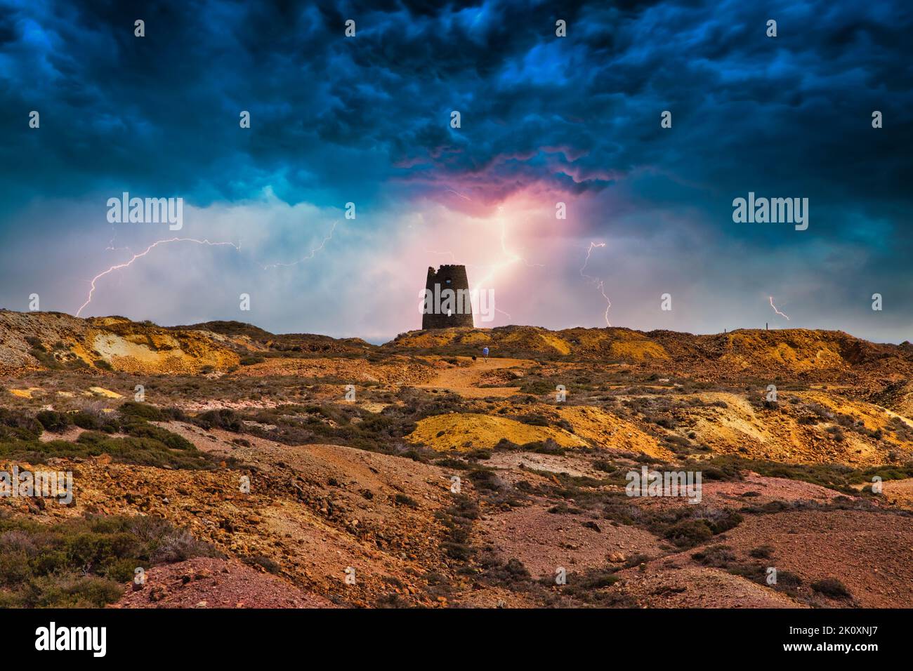Parys Mountain, Anglesey, Galles, Regno Unito. Utilizzato come luogo di ripresa per molte produzioni diverse. Foto Stock