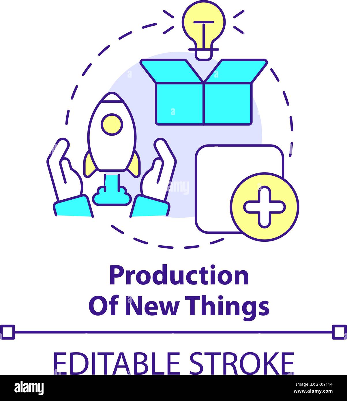 Produzione di nuove cose concetto icona Illustrazione Vettoriale