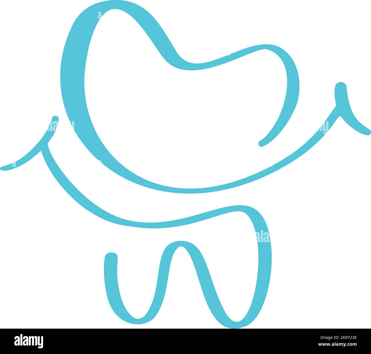 Icona del logo vettoriale del dente blu sorriso. Simbolo odontoiatrico. Segno medico. DentalHealth. Bianco pulito e sano. Cura dentale. Modello di logo per la cura medica Illustrazione Vettoriale