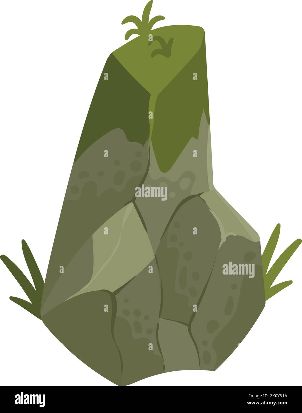 roccia con foglie Illustrazione Vettoriale