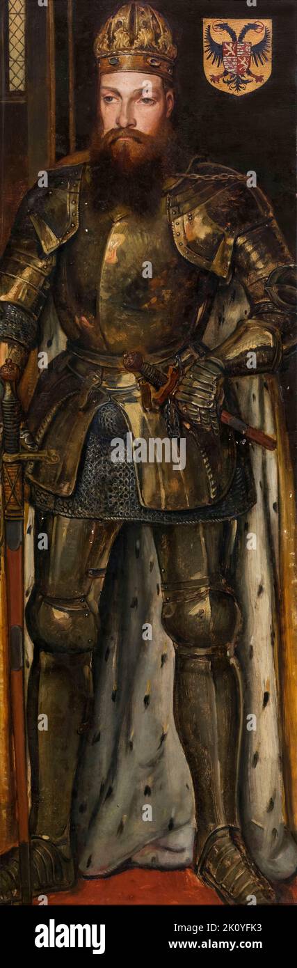 Sigismondo di Lussemburgo (1368-1437), nel 1415, imperatore del Sacro Romano Impero (1433-1437), ritratto dipinto ad olio di Henri Leys, 1864-1869 Foto Stock