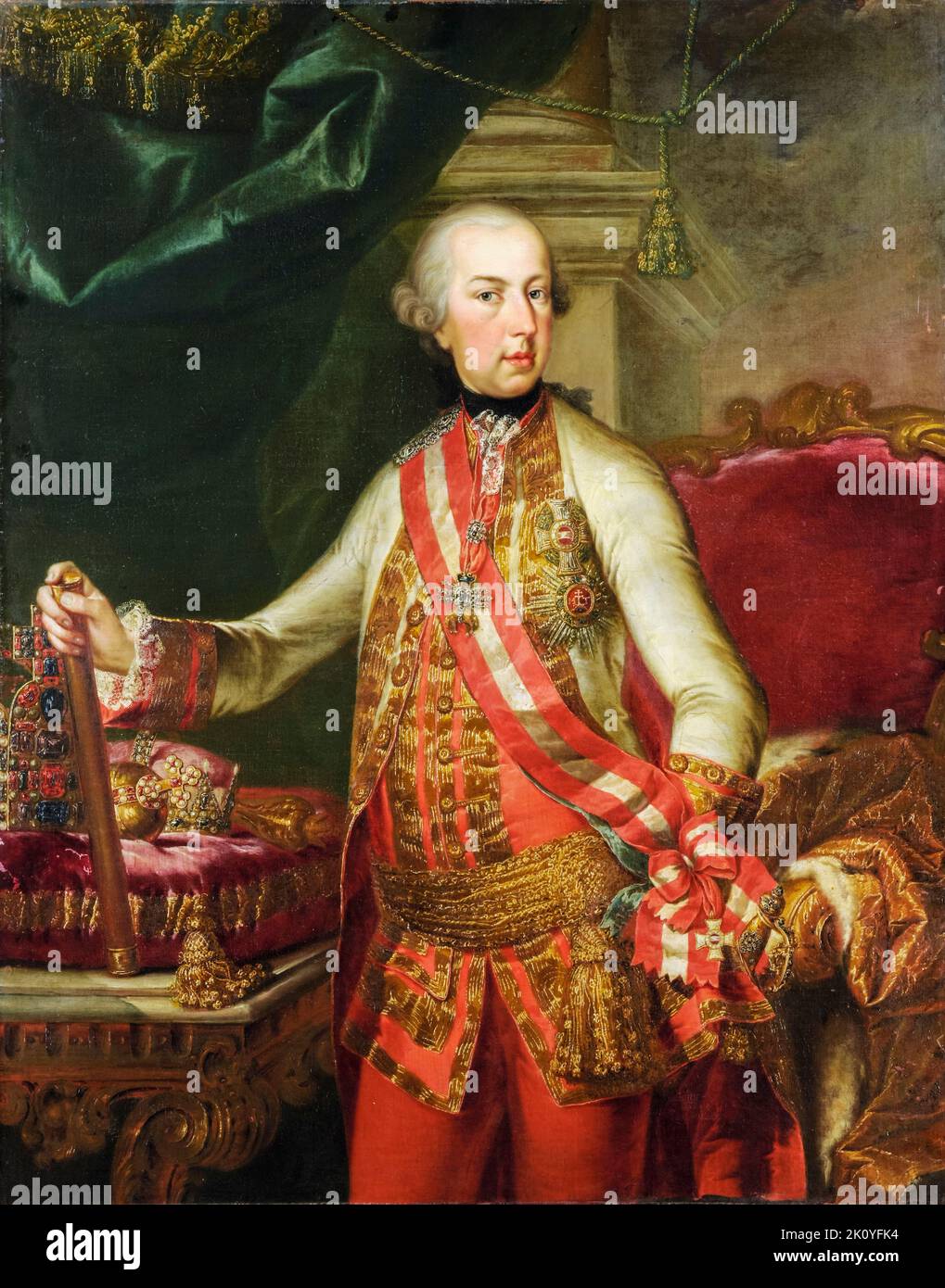Giuseppe II (1741-1790), imperatore del Sacro Romano Impero, Arciduca d'Austria (1765-1790), ritratto dipinto ad olio su tela di Johann Nikolaus Grooth, prima del 1784 Foto Stock