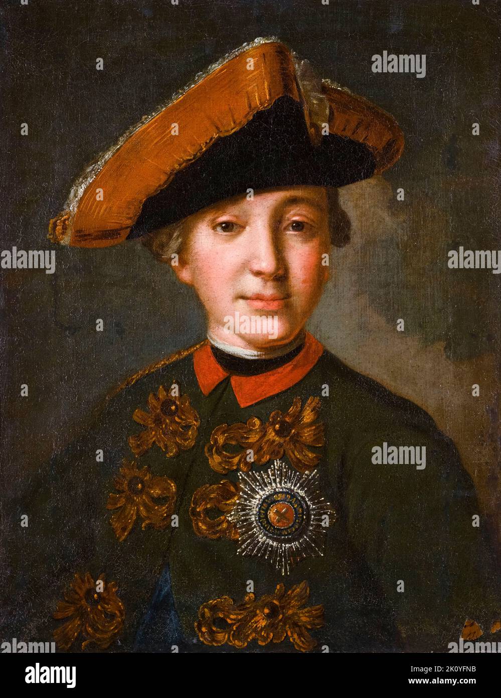 Pietro III (1728-1762), imperatore della Russia, ritratto dipinto in olio di Fyodor Rokotov, prima del 1762 Foto Stock