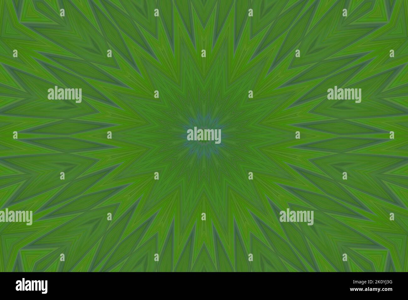 Arte digitale, illustrazione 3D, disegno a stella geometrico astratto verde Foto Stock