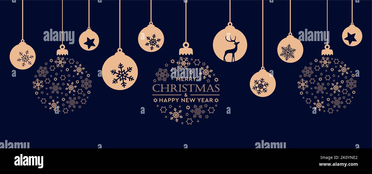 allegra cartolina di natale con decorazione della sfera appesa Illustrazione Vettoriale