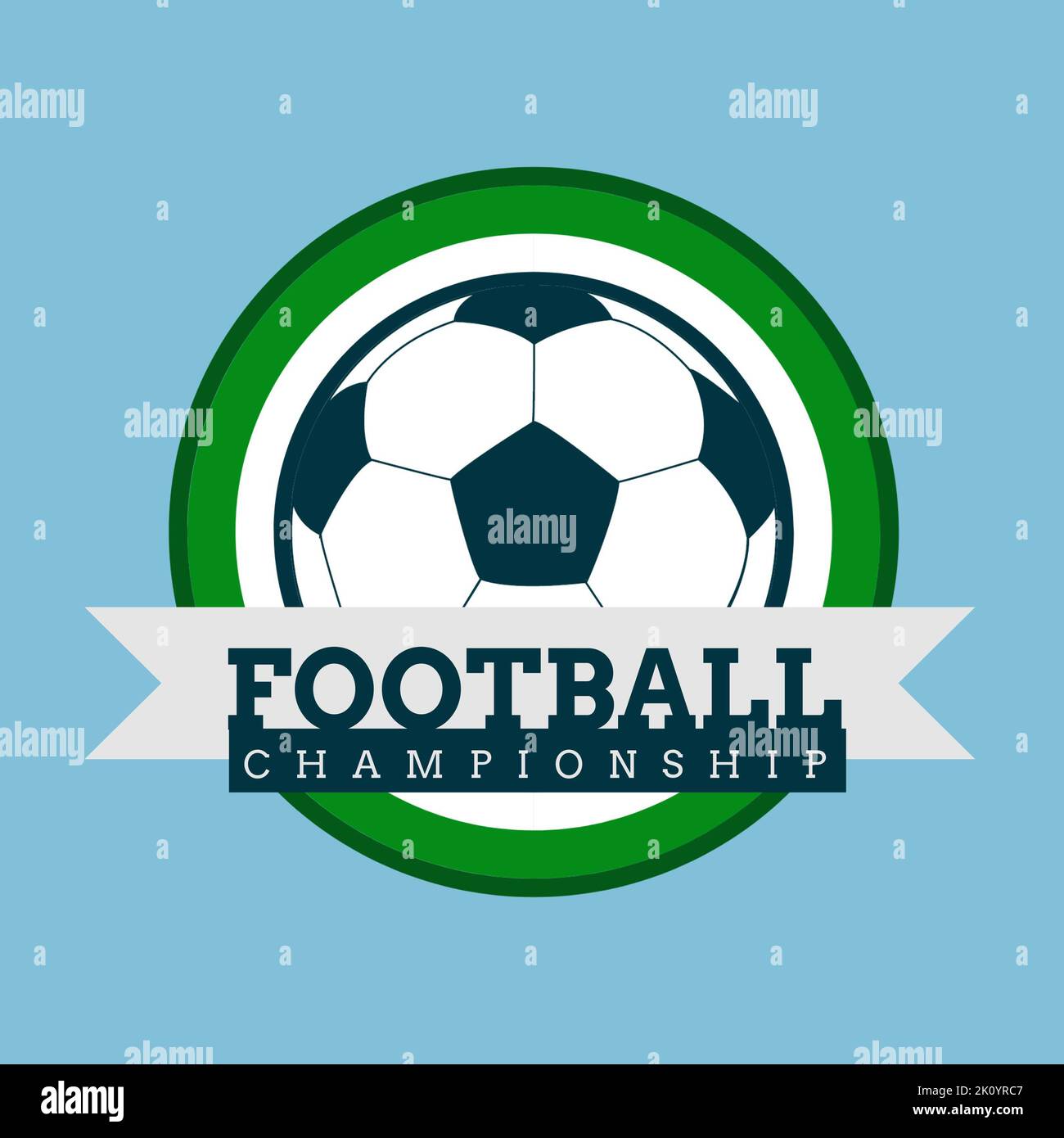 Composizione del logo con testo del campionato di calcio su sfondo blu Foto Stock