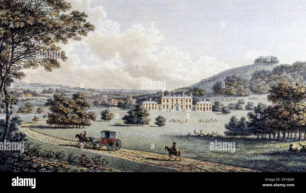 Parco GODMERSHAM, Kent, Inghilterra. Un'incisione del 1779 al tempo in cui era di proprietà di Edward Austen, terzo fratello maggiore dello scrittore Jane Austen Foto Stock