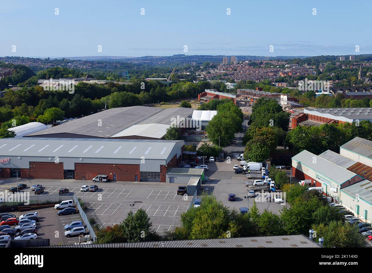 Unità industriali nella zona di Armley di Leeds, West Yorkshire, Regno Unito Foto Stock