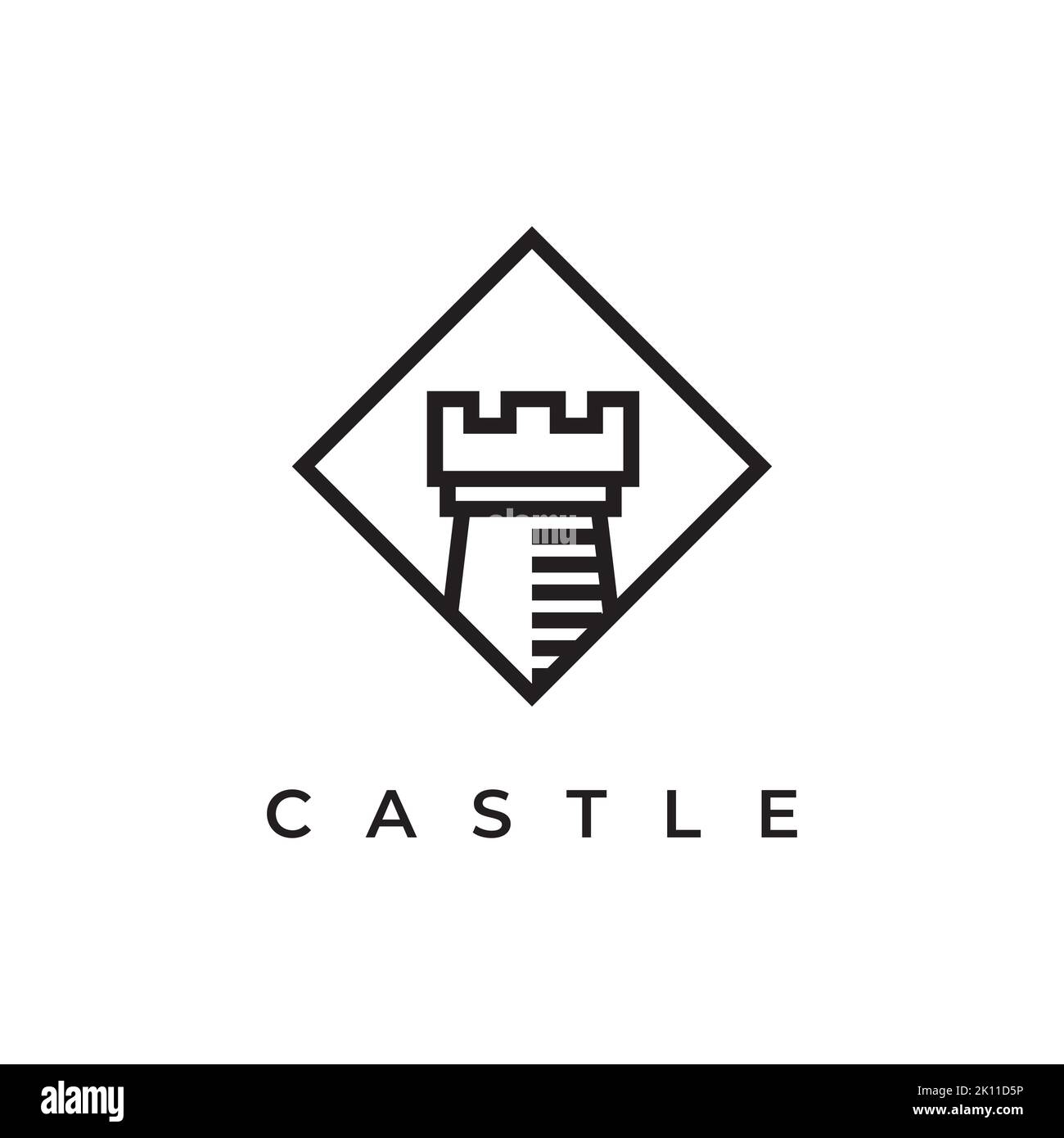 Modello con logo Castle. Vettore icona stile castello astratto Illustrazione Vettoriale