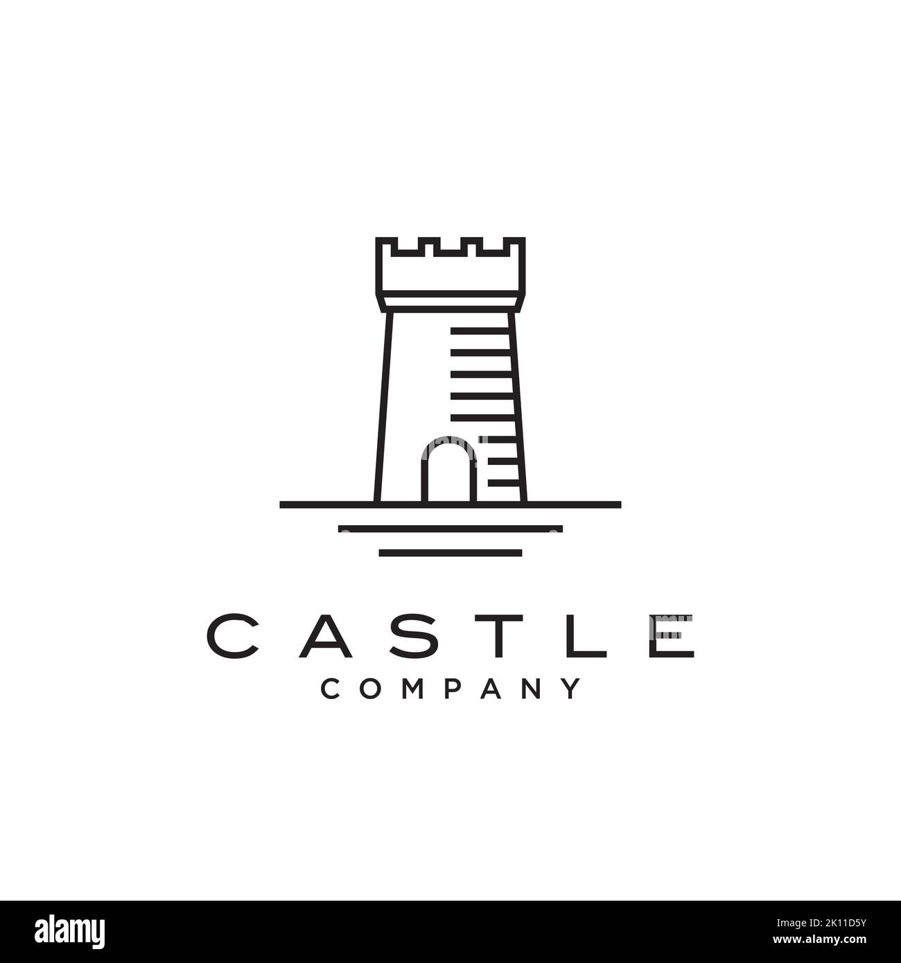 Modello con logo Castle. Vettore icona stile castello astratto Illustrazione Vettoriale