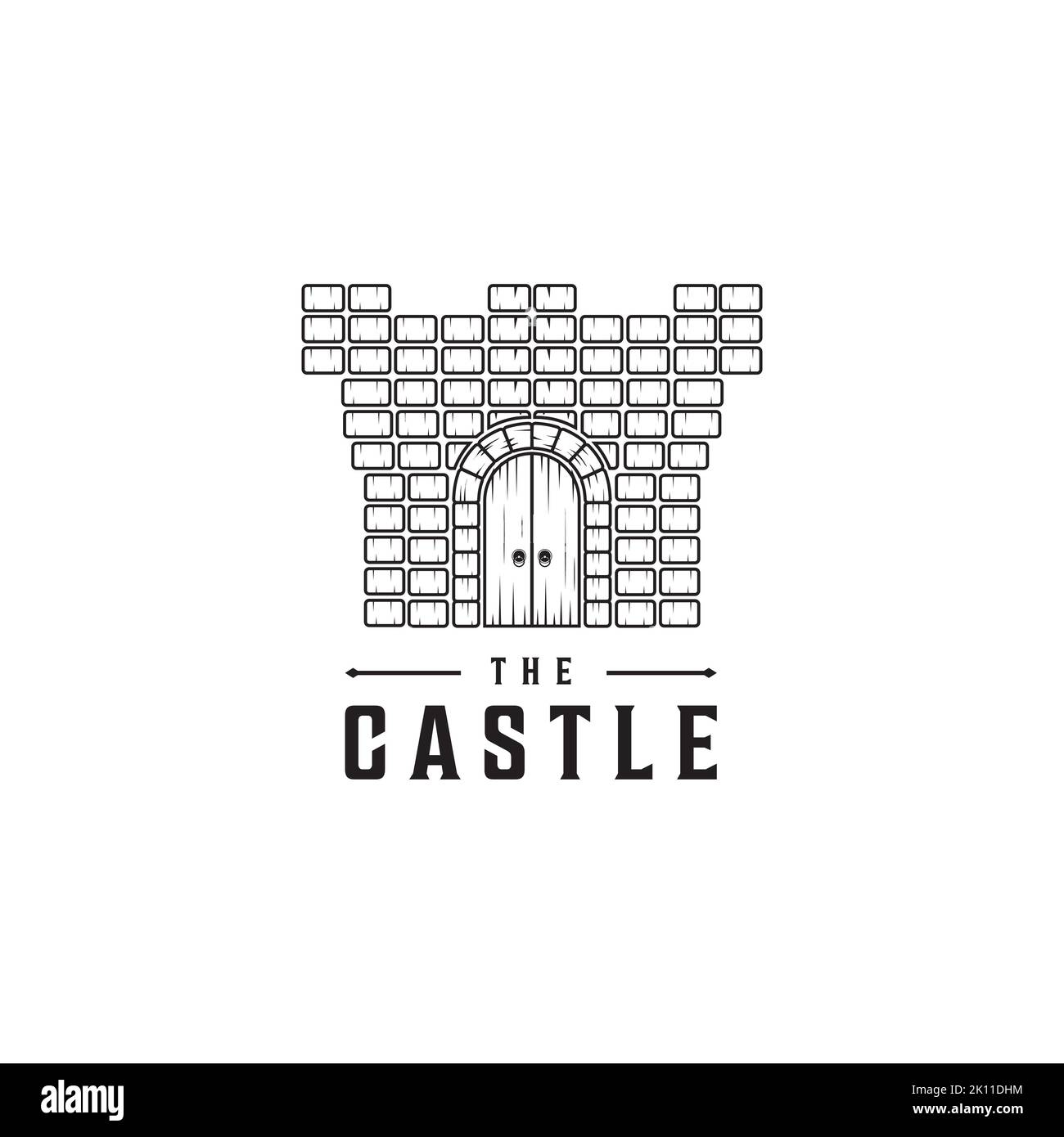 Modello con logo Castle. Vettore icona stile castello astratto Illustrazione Vettoriale