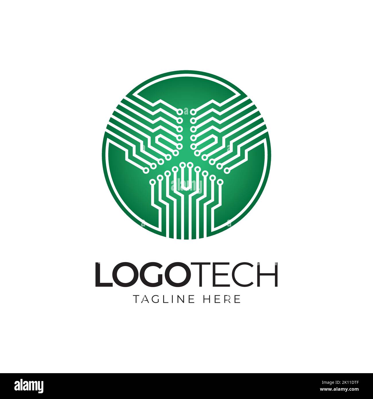 Logo circuito per azienda tecnica. Tecnologia logo design modello vettore simbolo Illustrazione Vettoriale
