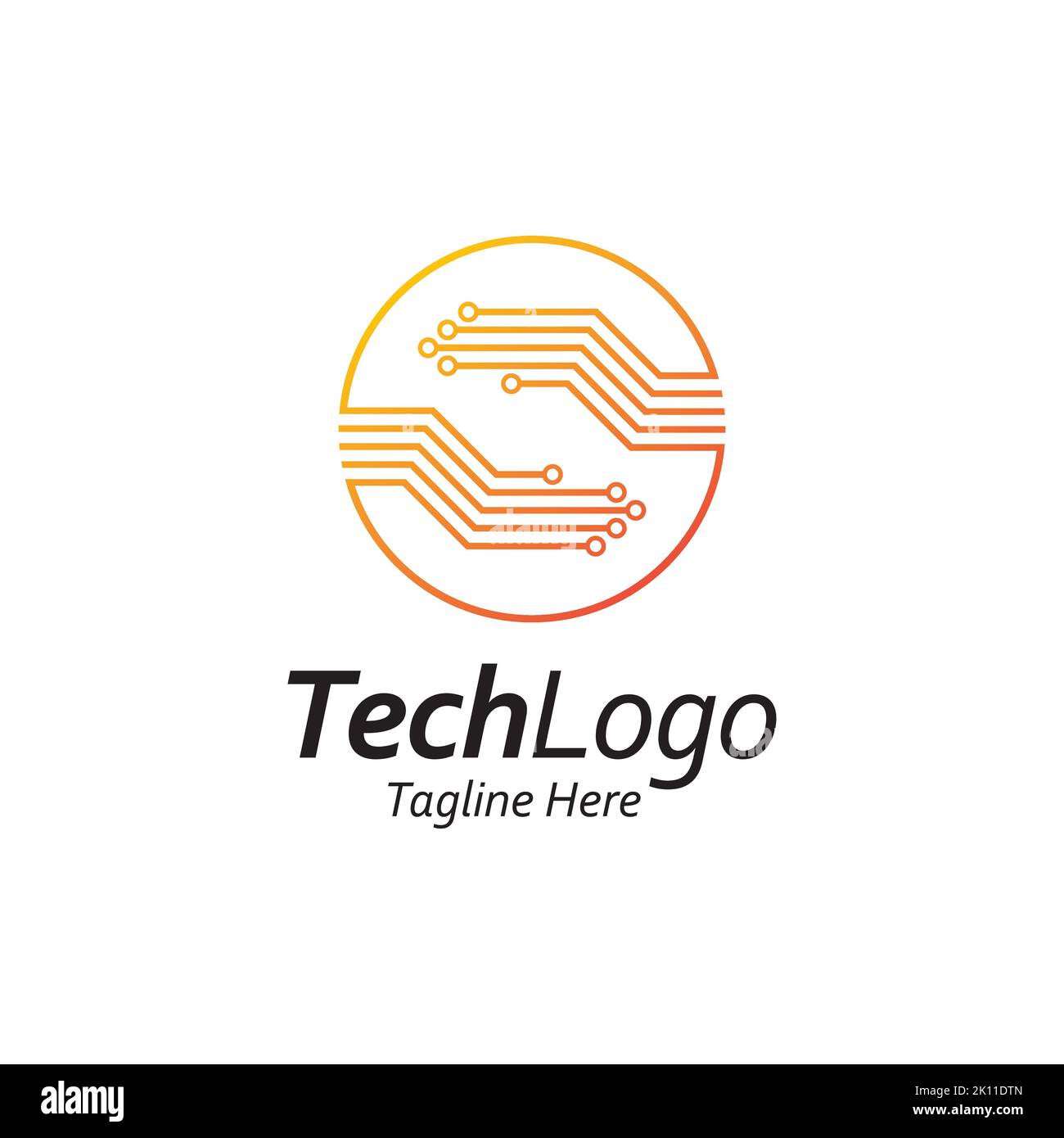 Logo circuito per azienda tecnica. Tecnologia logo design modello vettore simbolo Illustrazione Vettoriale