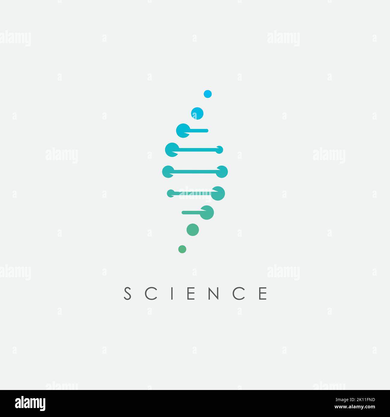 Modello per il design del logo DNA. Icona per la tecnologia scientifica Illustrazione Vettoriale
