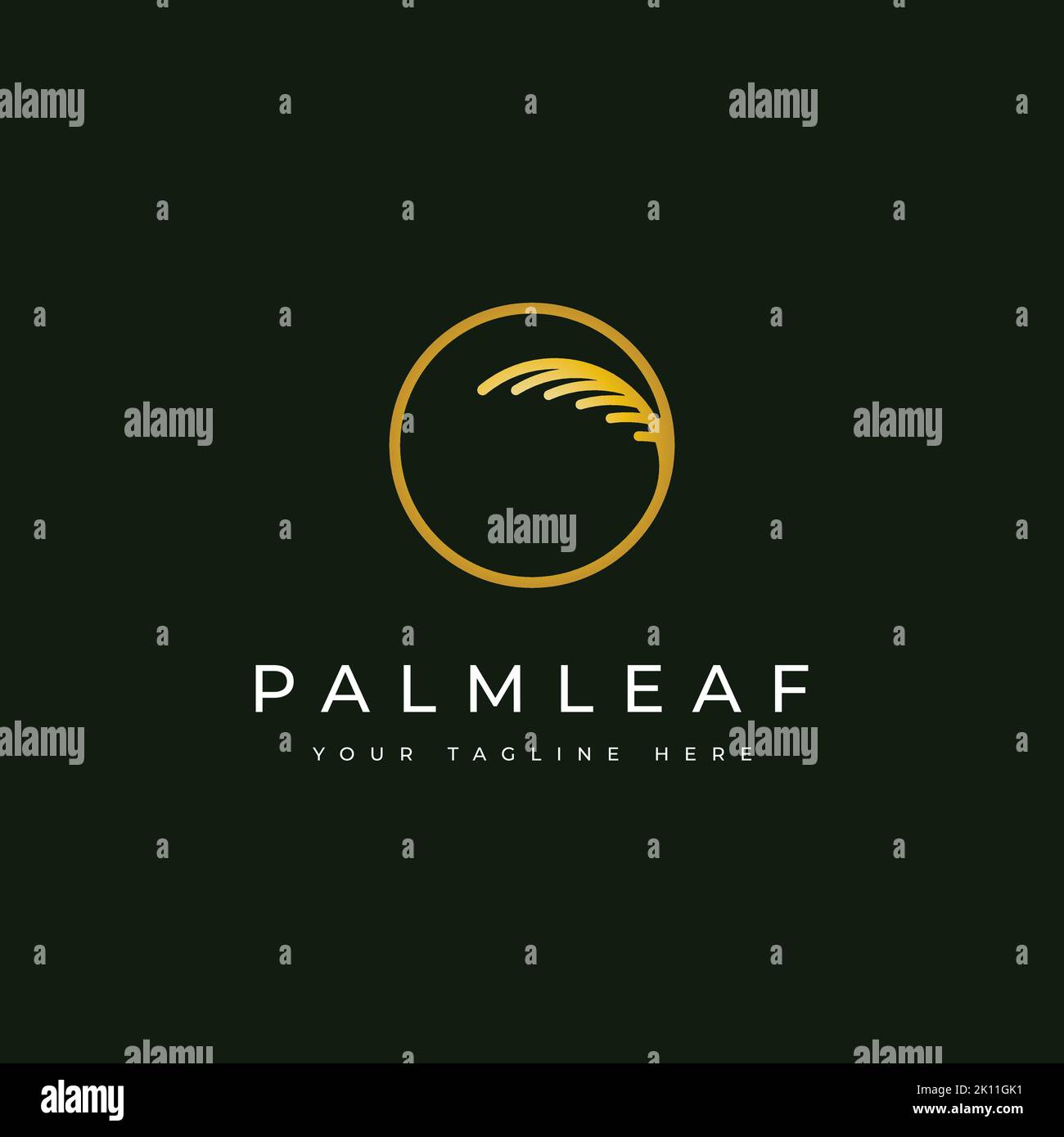 Modello vettoriale di disegno del logo dell'albero di cocco. Icona Palm tree Illustrazione Vettoriale