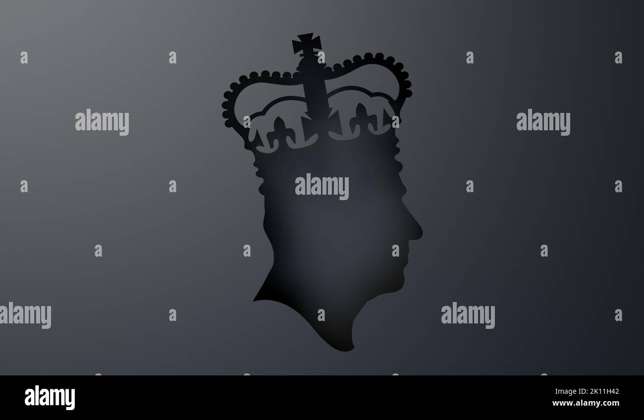 Londra, Regno Unito - Settembre 2022: Profilo laterale di King Charles III. Rendering 3D Foto Stock