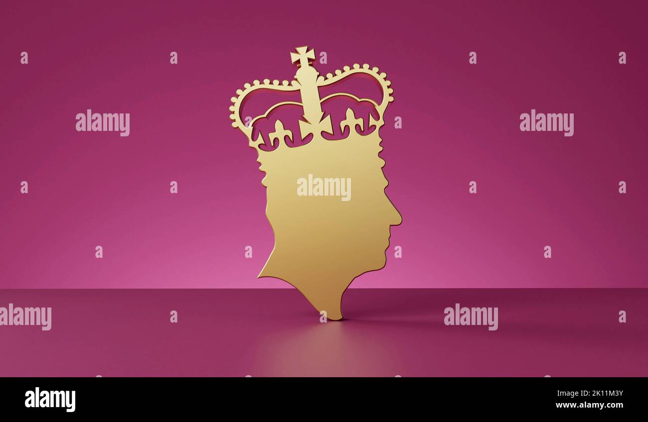 Londra, Regno Unito - Settembre 2022: Profilo laterale di King Charles III. Rendering 3D Foto Stock