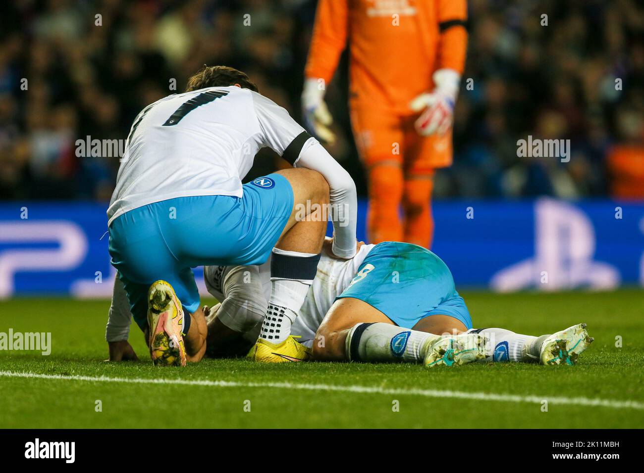 14 settembre 2022, Glasgow, Regno Unito. Il Rangers FC ha suonato il FC Napoli allo stadio Ibrox di Rangers, Glasgow, Scozia, Regno Unito, nella "Champions League Group Stage". L'arbitro della partita di Antonio Maten Lahoz dalla Spagna. Credit: Findlay / Alamy Live News Foto Stock