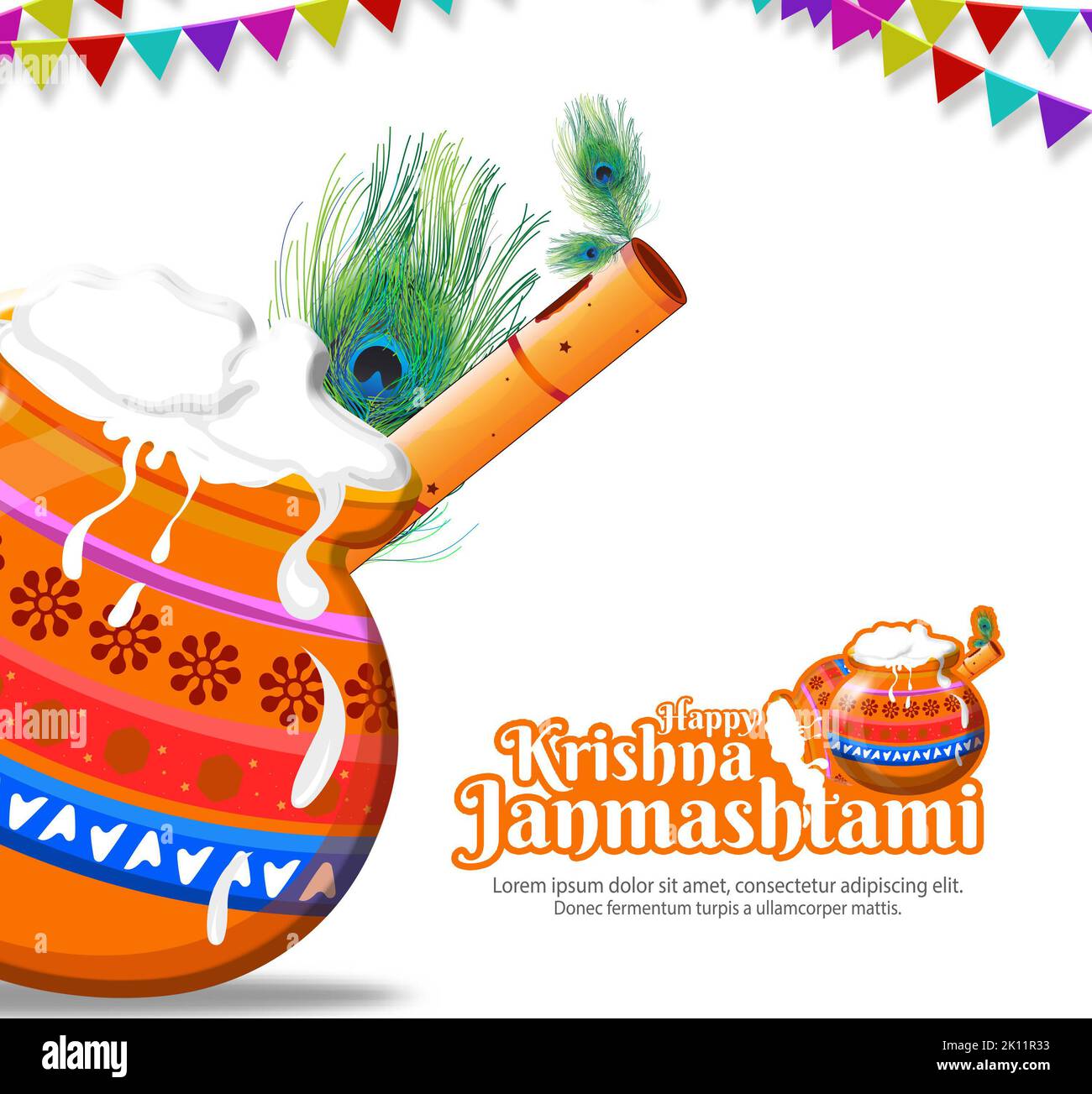 Bella illustrazione di felice Krishna Janmashtami celebrazione, un festival indù dell'India. Foto Stock