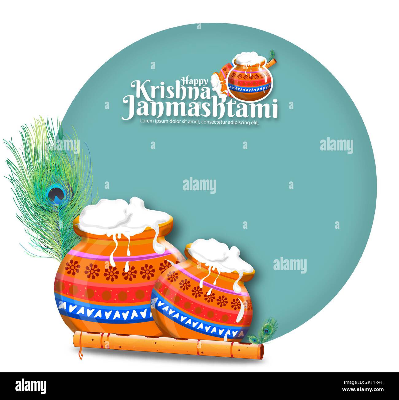 Bella illustrazione di felice Krishna Janmashtami celebrazione, un festival indù dell'India. Foto Stock
