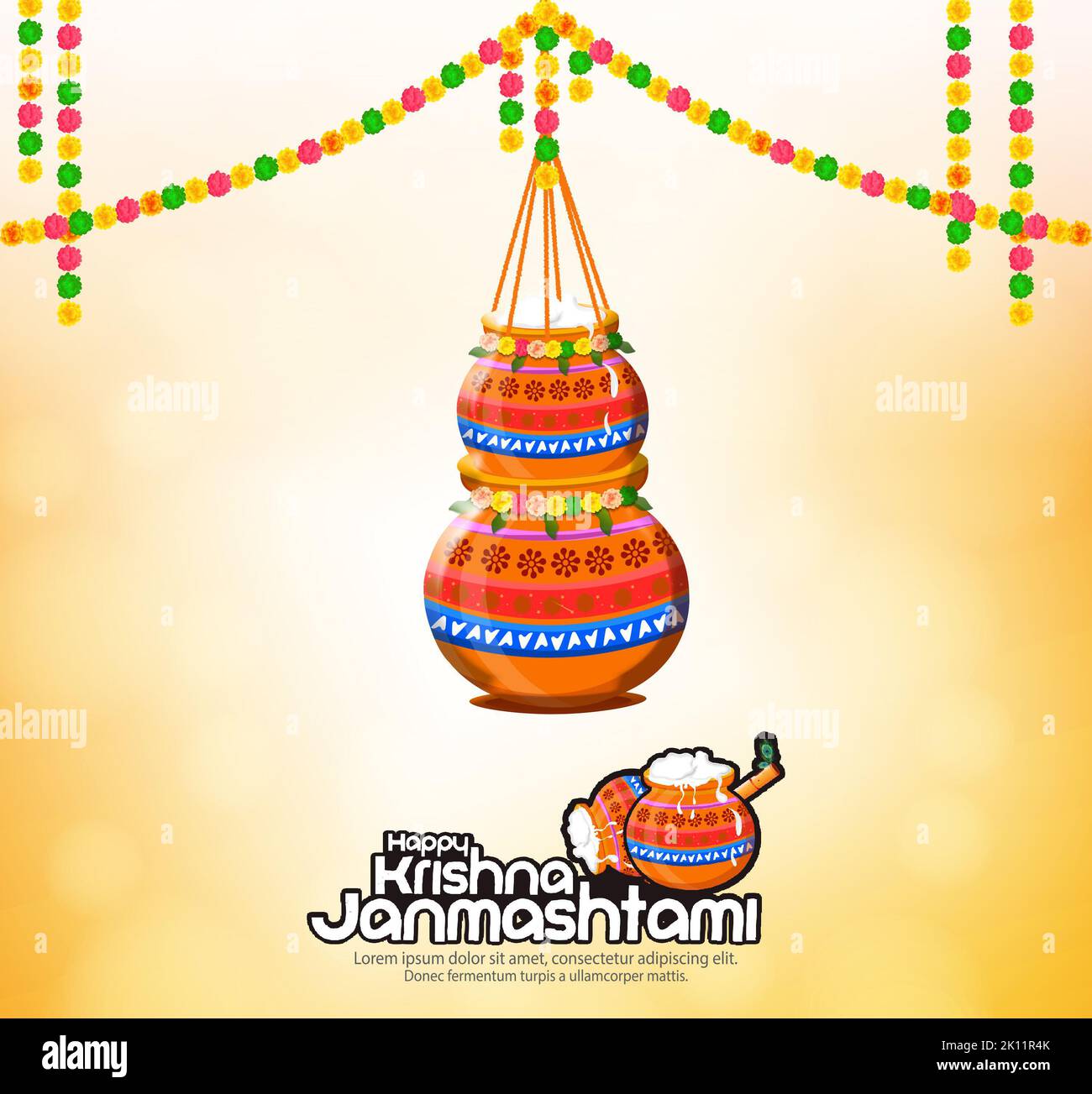 Illustrazione di sfondo felice Janmashtami festival dell'India. Foto Stock