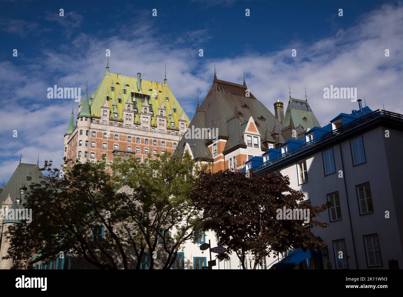 Vista parziale di Chateau Frontenac, Quebec City, Quebec, Canada. Foto Stock