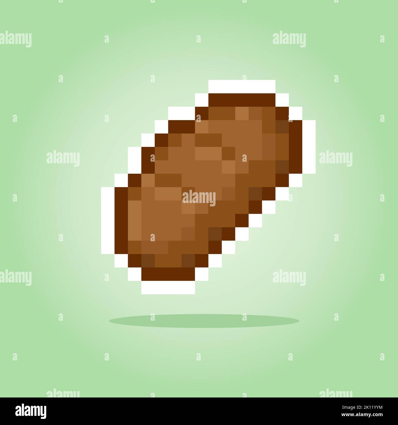 8-bit bread pixel. icona del cibo per le risorse di gioco in illustrazioni vettoriali. Illustrazione Vettoriale
