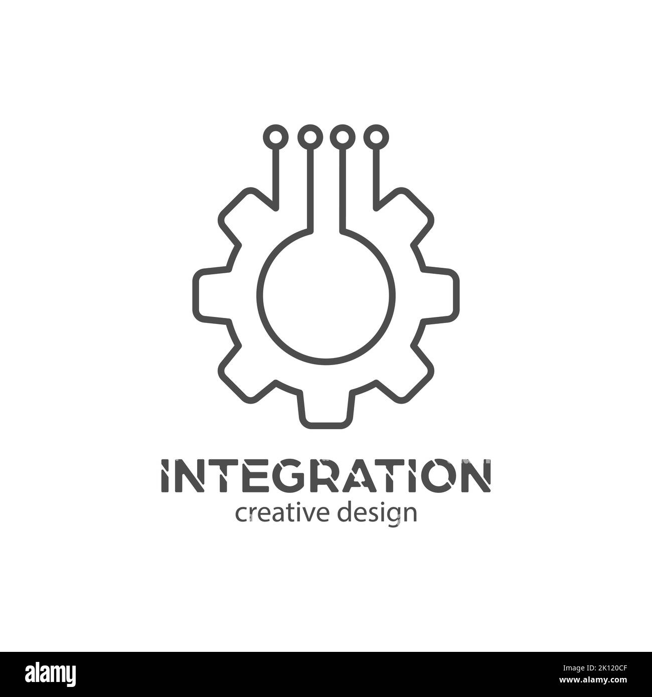 Integrazione. Automazione dei modelli di un processo meccanizzato. Controllo elettronico dei processi industriali. Stile piatto Illustrazione Vettoriale