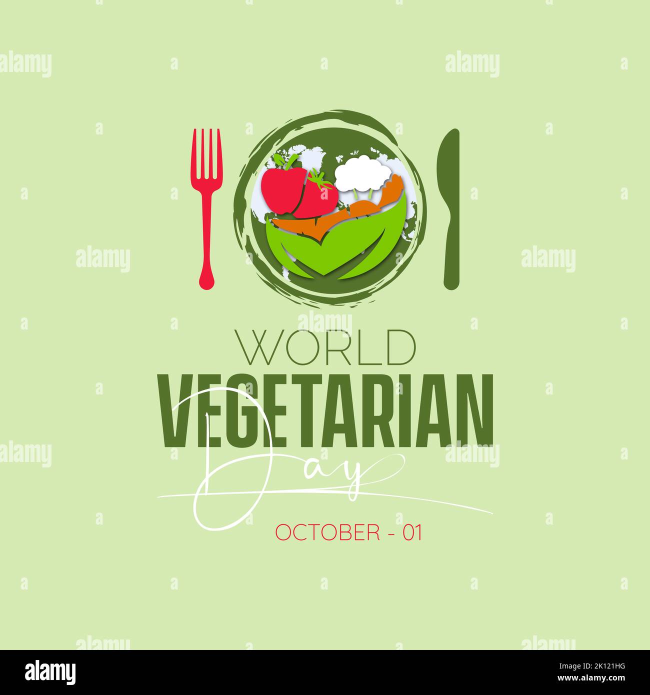 Concetto di disegno di illustrazione vettoriale della Giornata Mondiale Vegetariana osservato ogni 1st ottobre Illustrazione Vettoriale