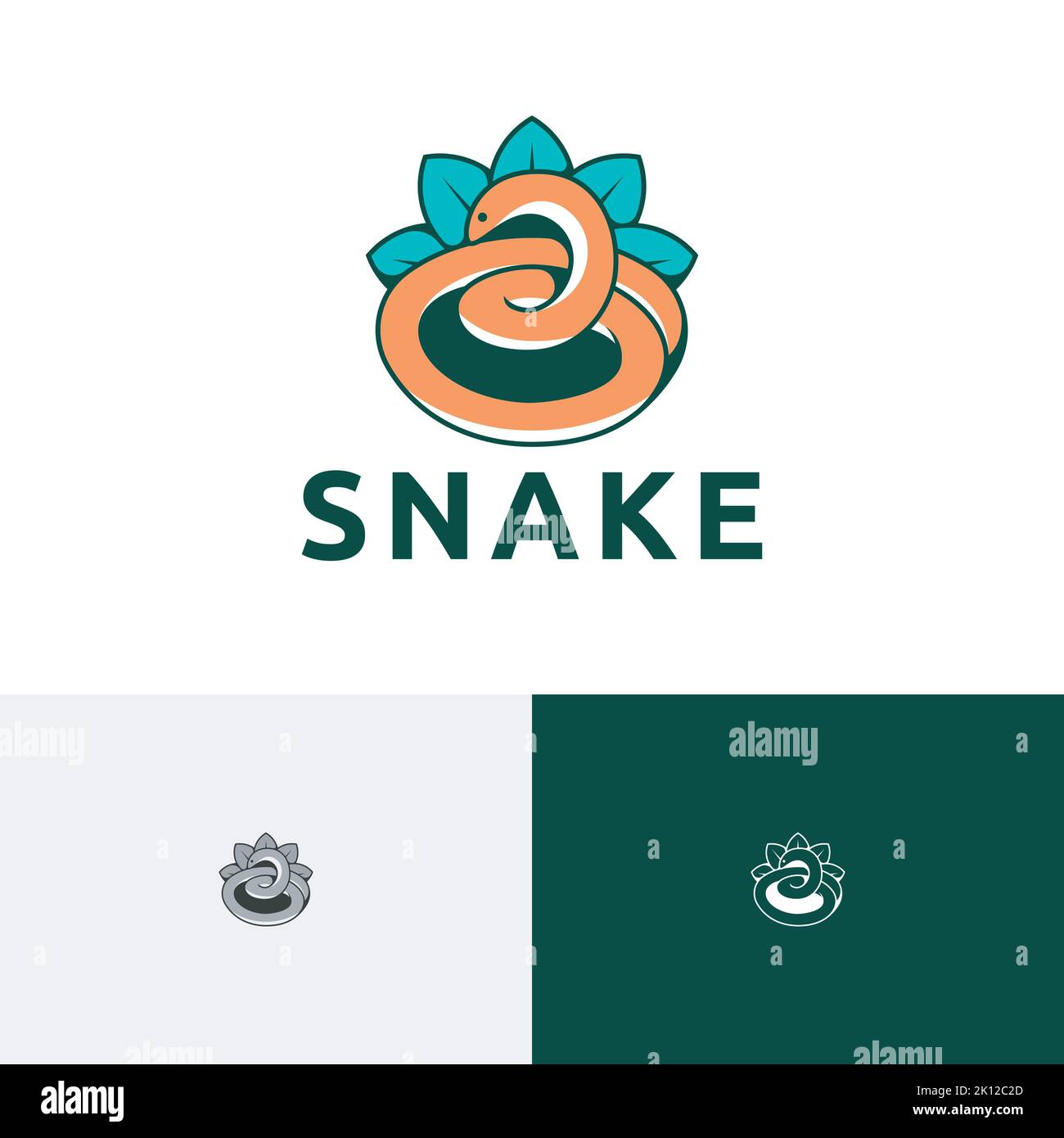 Logo Snake Wild Dangerous Animal Jungle Wildlife Illustrazione Vettoriale