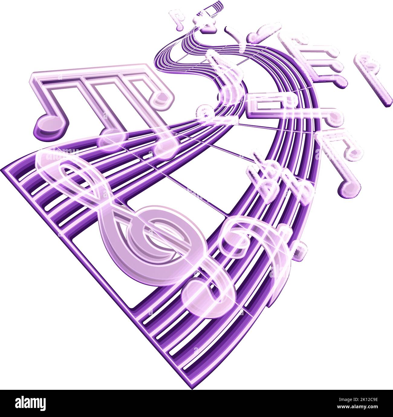 Music Notes Stream concetto di nota musicale Illustrazione Vettoriale