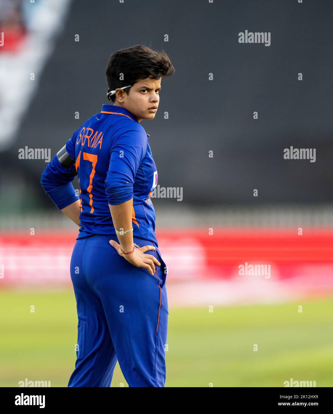 Shafali Verma in India durante la seconda serie Vitality IT20 tra Inghilterra e India Foto Stock