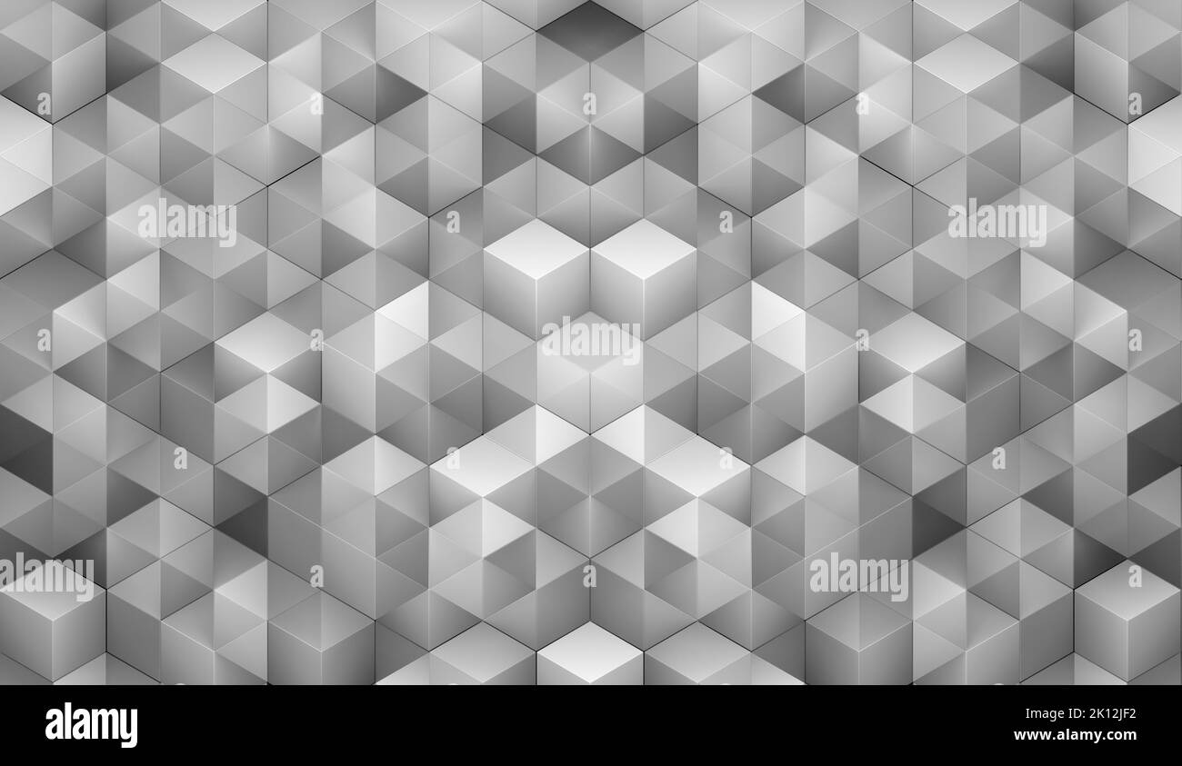 3d cubi sfondo astratto. Tecnologia digitale isometrica bianca blocchi futuristici su superfici leggere. . Illustrazione 3D di alta qualità Foto Stock