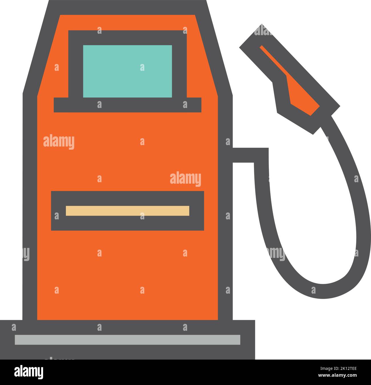 Icona del colore del terminale della stazione di servizio. Servizio carburante auto Illustrazione Vettoriale