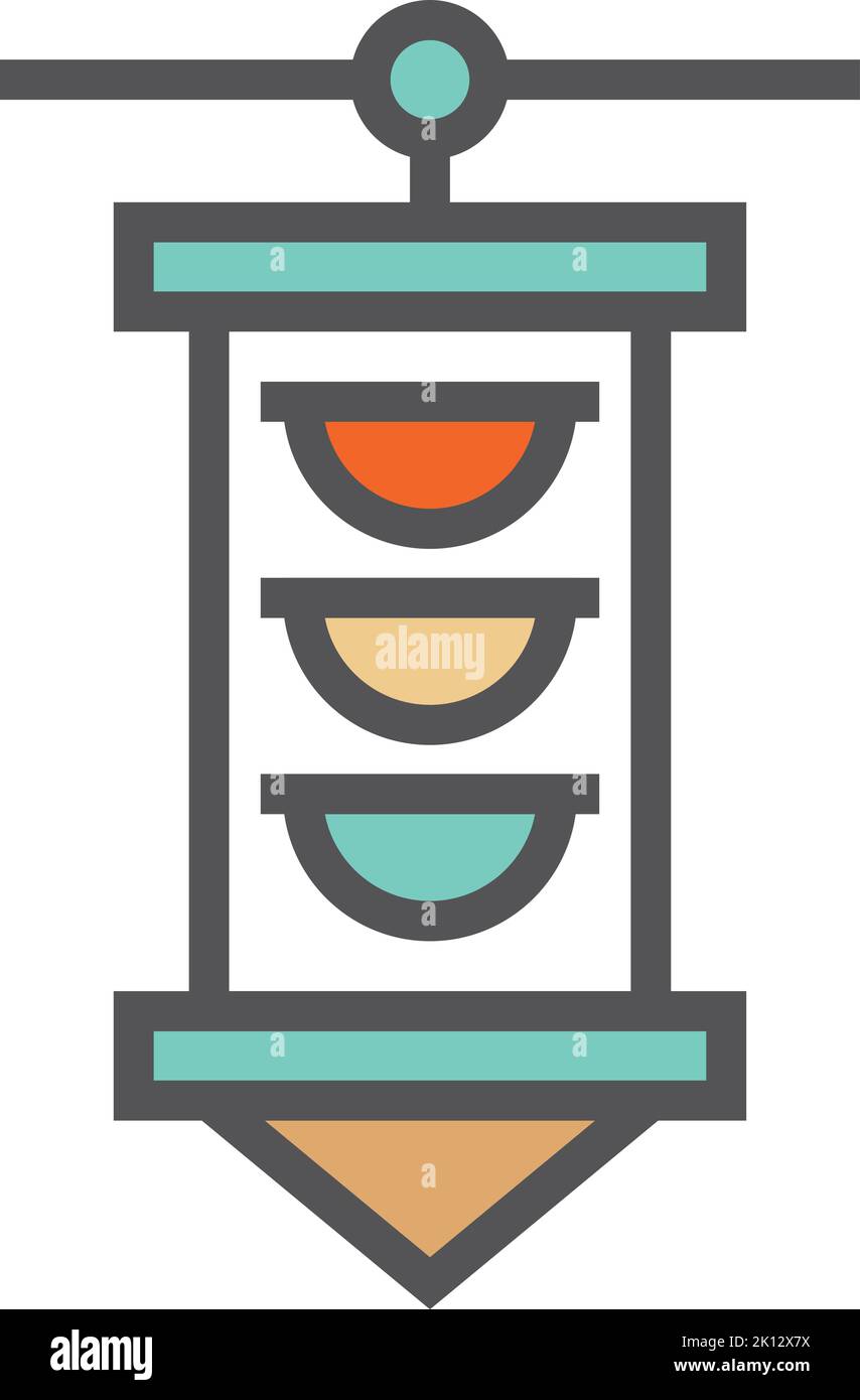 Icona a colori del semaforo. Segnale guida stradale Illustrazione Vettoriale