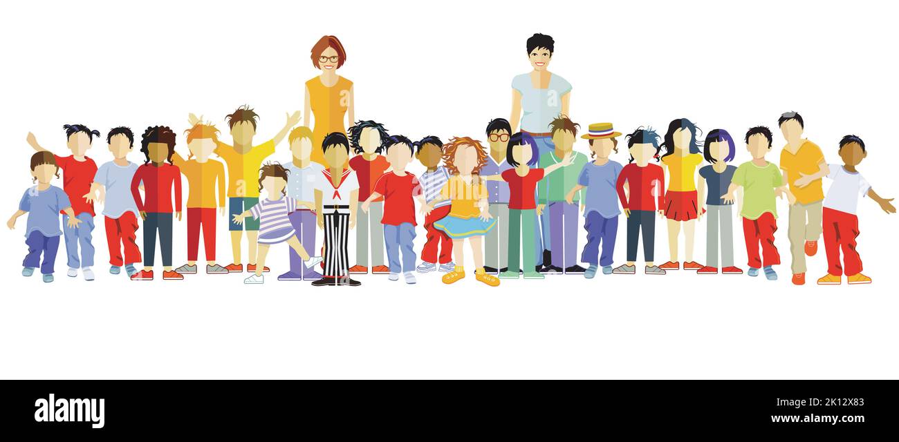 Bambini felici nell'illustrazione dell'asilo Illustrazione Vettoriale