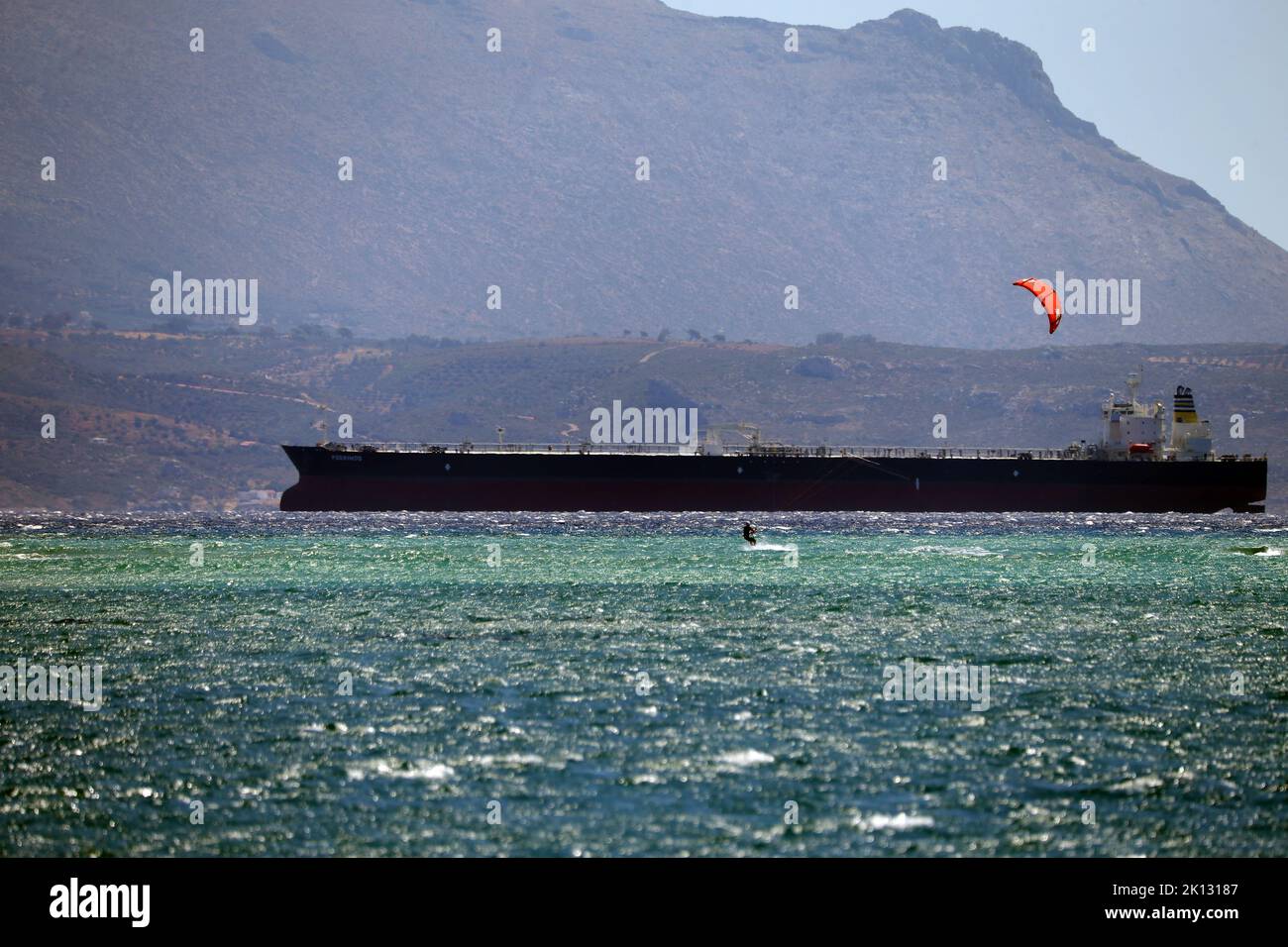 Nave cisterna in Grecia Foto Stock