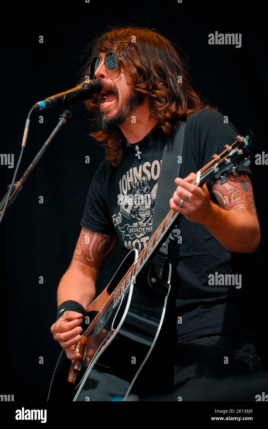 Dave Grohl - Foo Fighters, V2007, Hylands Park, Chelmsford, Essex, Regno Unito - 18 agosto 2007 Foto Stock