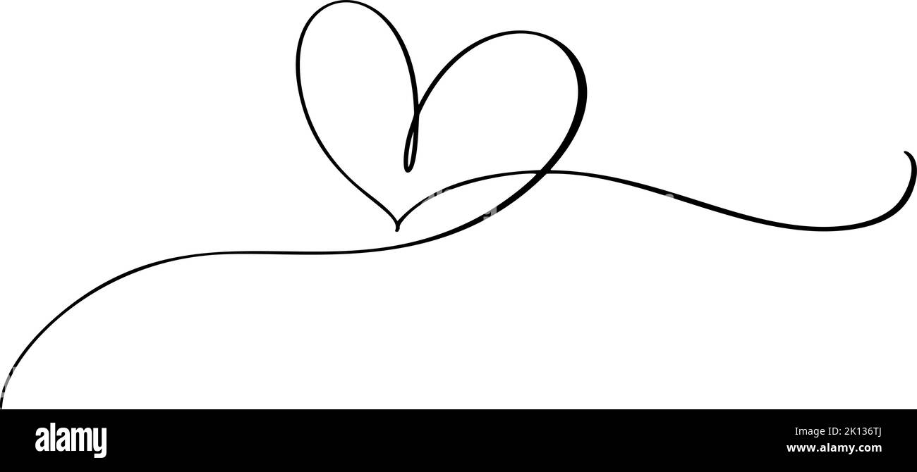 Flourish vintage vettore divisore San Valentino cuore calligrafico disegnato a mano. Illustrazione di amore di Calligraphy. Elemento di design per le vacanze di San Valentino. Icona Illustrazione Vettoriale