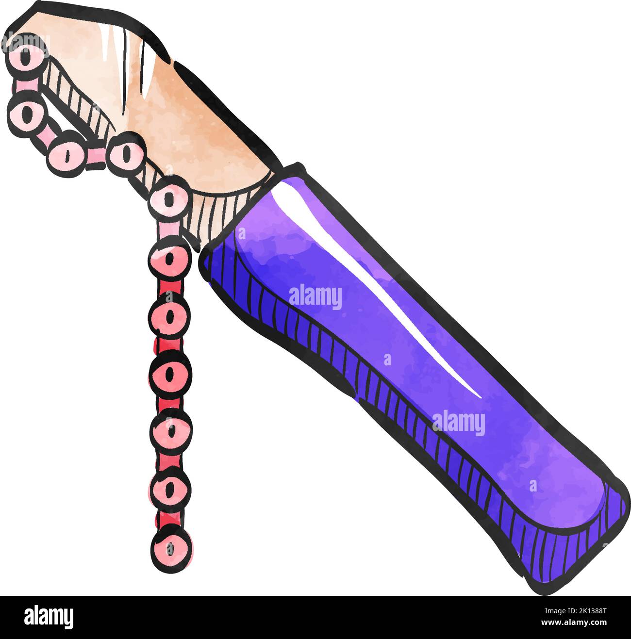 Icona a frusta a catena in stile acquerello. Illustrazione Vettoriale