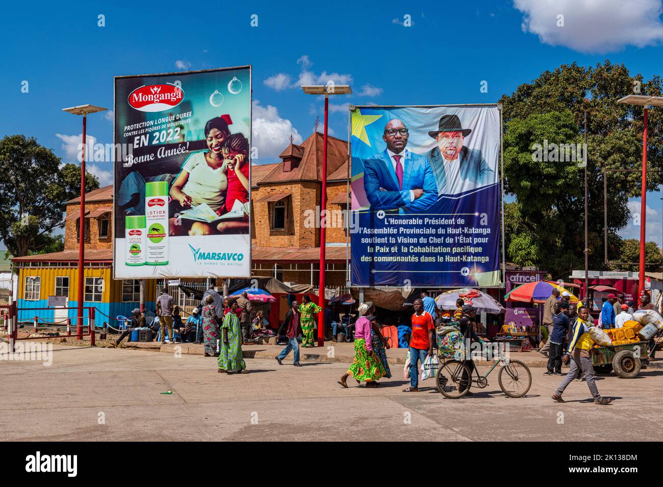 Cartelloni, Lubumbashi, Repubblica Democratica del Congo, Africa Foto Stock