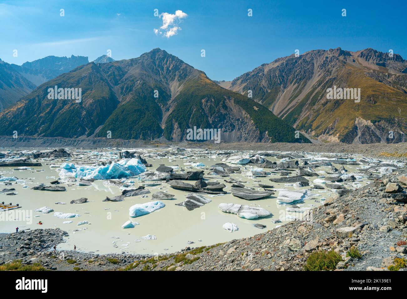 Tasman Lake, Aoraki/Mount Cook National Park, patrimonio dell'umanità dell'UNESCO, Canterbury, South Island, Nuova Zelanda, Pacifico Foto Stock