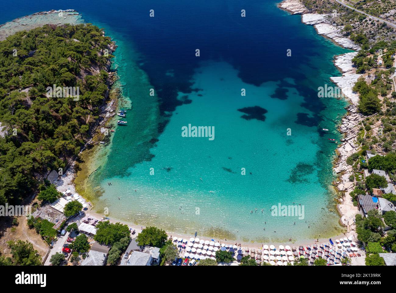 Spiaggia di Alyki, isola di Thassos, isole greche, Grecia, Europa Foto Stock