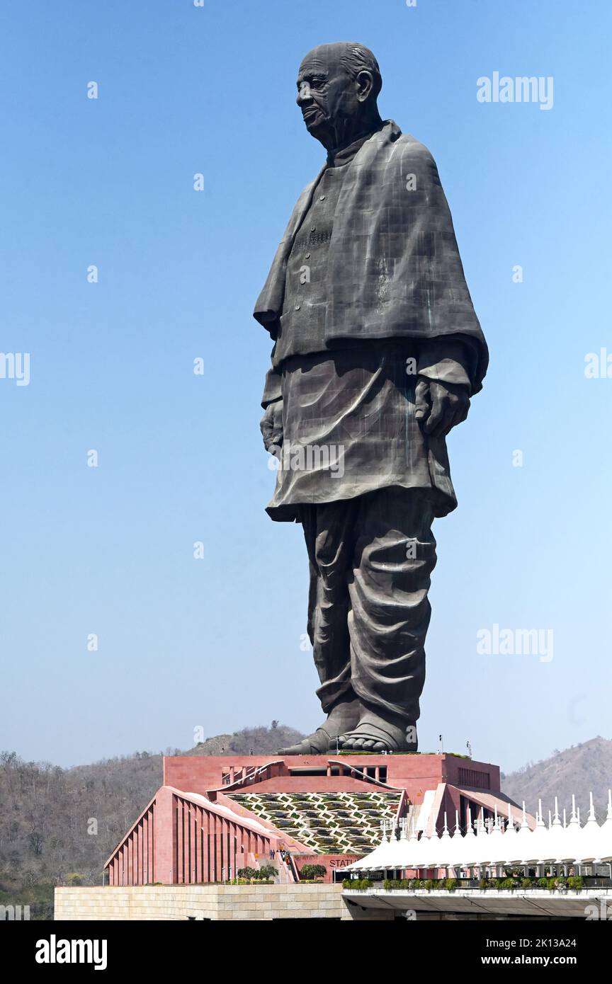 La Statua dell'unità, Vallabhbhai Patel, attivista dell'Indipendenza, la statua più alta del mondo, aperta il 2018 ottobre, Kevadia, Gujarat, India, Asia Foto Stock