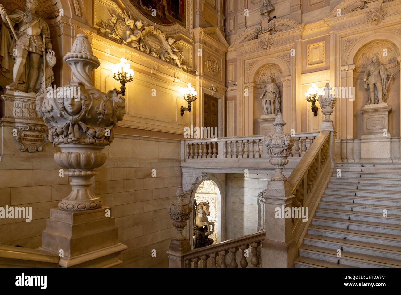 Scala reale, Palazzo reale, Torino, Piemonte, Italia, Europa Foto Stock